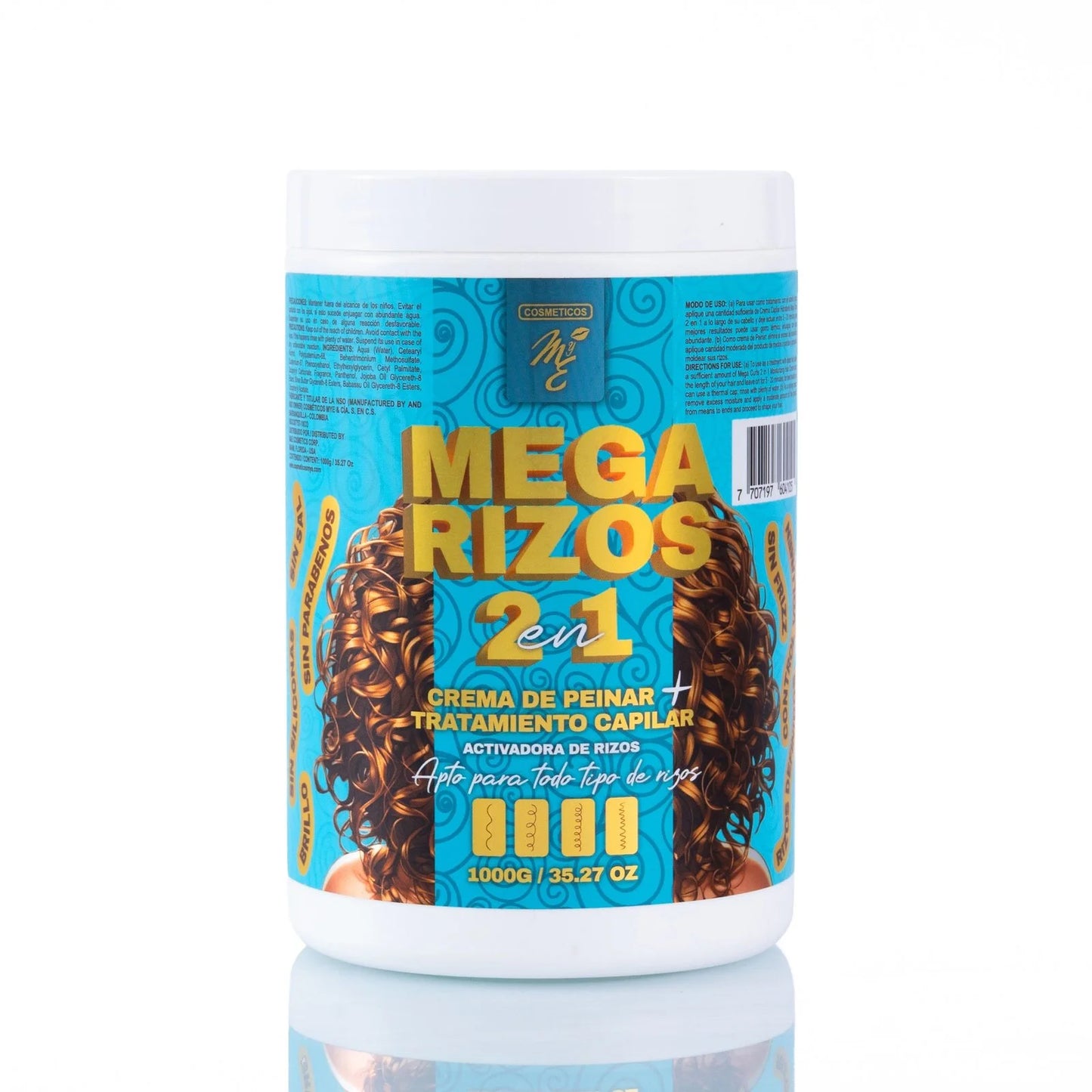 crema de peinar mas tratamiento capilar Mega Rizos 2 en 1 X 1000g MYE